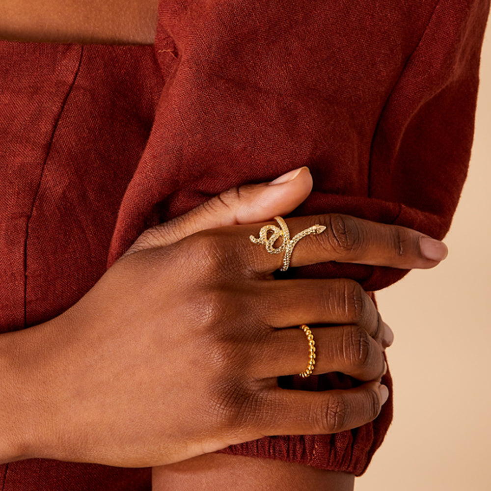 Accessorize London Women's Gold Snake Ring-Medium