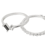 Accessorize London Women's Silver set of 2 Sparkle Gem And Textured Ring-Small