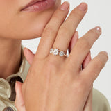 Accessorize London Women's Silver Flower Trio Ring-Small