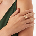 Accessorize London Women's 2 pack Gold Star And Moon Ring-Small