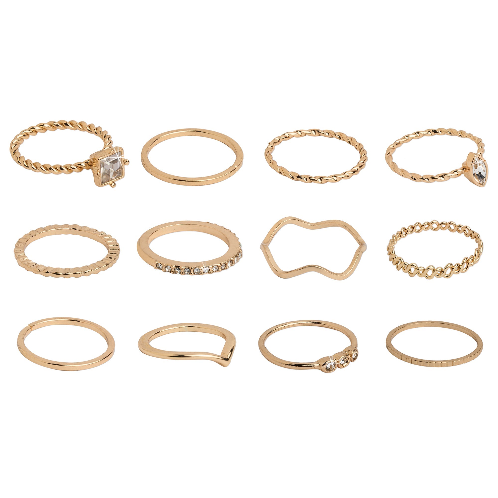 Accessorize London Women's Gold Crystal Ring Pack Large