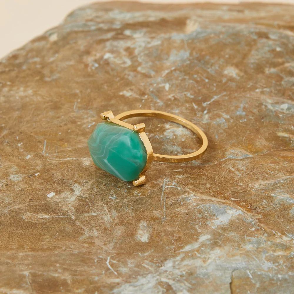 Accessorize London Women's Green Stone Ring-Small