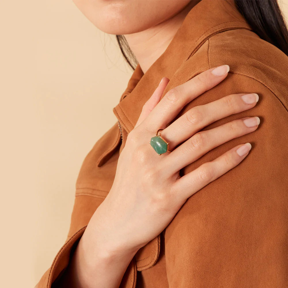 Accessorize London Women's Green Stone Ring-Small