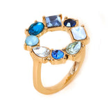 Accessorize London Women's Blue Eclectic Stone Circle Ring-Small