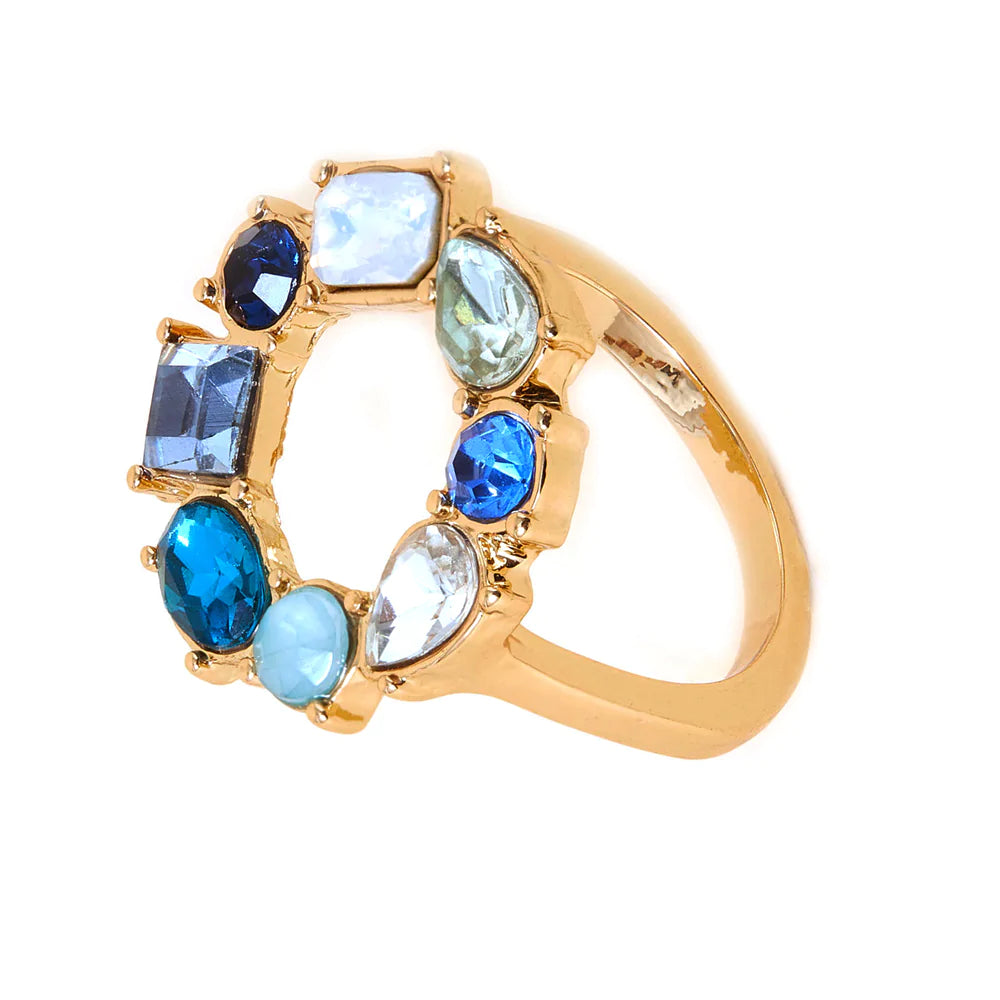 Accessorize London Women's Blue Eclectic Stone Circle Ring-Small