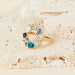 Accessorize London Women's Blue Eclectic Stone Circle Ring-Medium