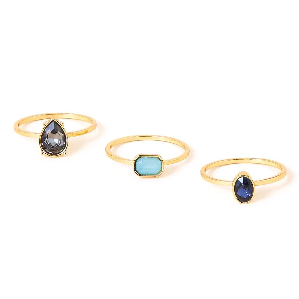 Accessorize London Women's Multi Mixed Stones Stacking Set-Small