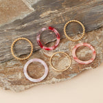 Accessorize London Women's Pink Gold And Resin Ring Pack-Small
