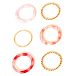 Accessorize London Women's Pink Gold And Resin Ring Pack-Small