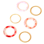 Accessorize London Women's Pink Gold And Resin Ring Pack-Small