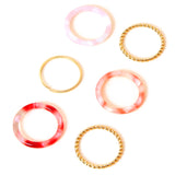 Accessorize London Women's Pink Gold And Resin Ring Pack-Small