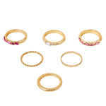Accessorize London Women's Multi 6 Gem Stacking Ring Set-Small