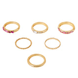 Accessorize London Women's Multi 6 Gem Stacking Ring Set-Large
