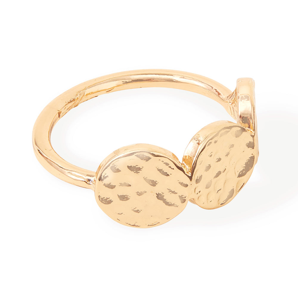 Accessorize London Women's Gold Textured Disc Ring Gold-Medium