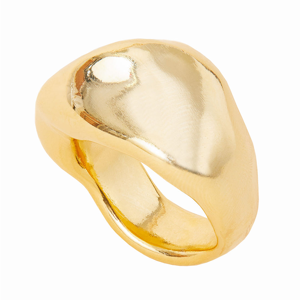 Real Gold Plated Gold Z Molten Band Ring-Large