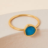 Real Gold Plated Blue Z Healing Stones Ring Apatite-Medium