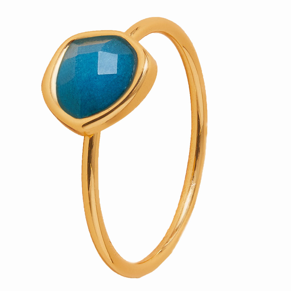 Real Gold Plated Blue Z Healing Stones Ring Apatite-Medium