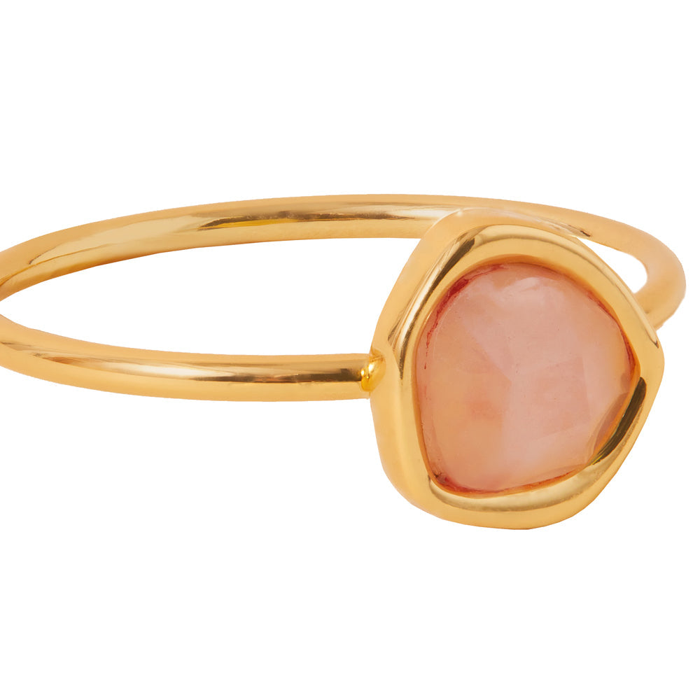 Real Gold Plated Pink Z Healing Stones Ring Rose Quartz-Small