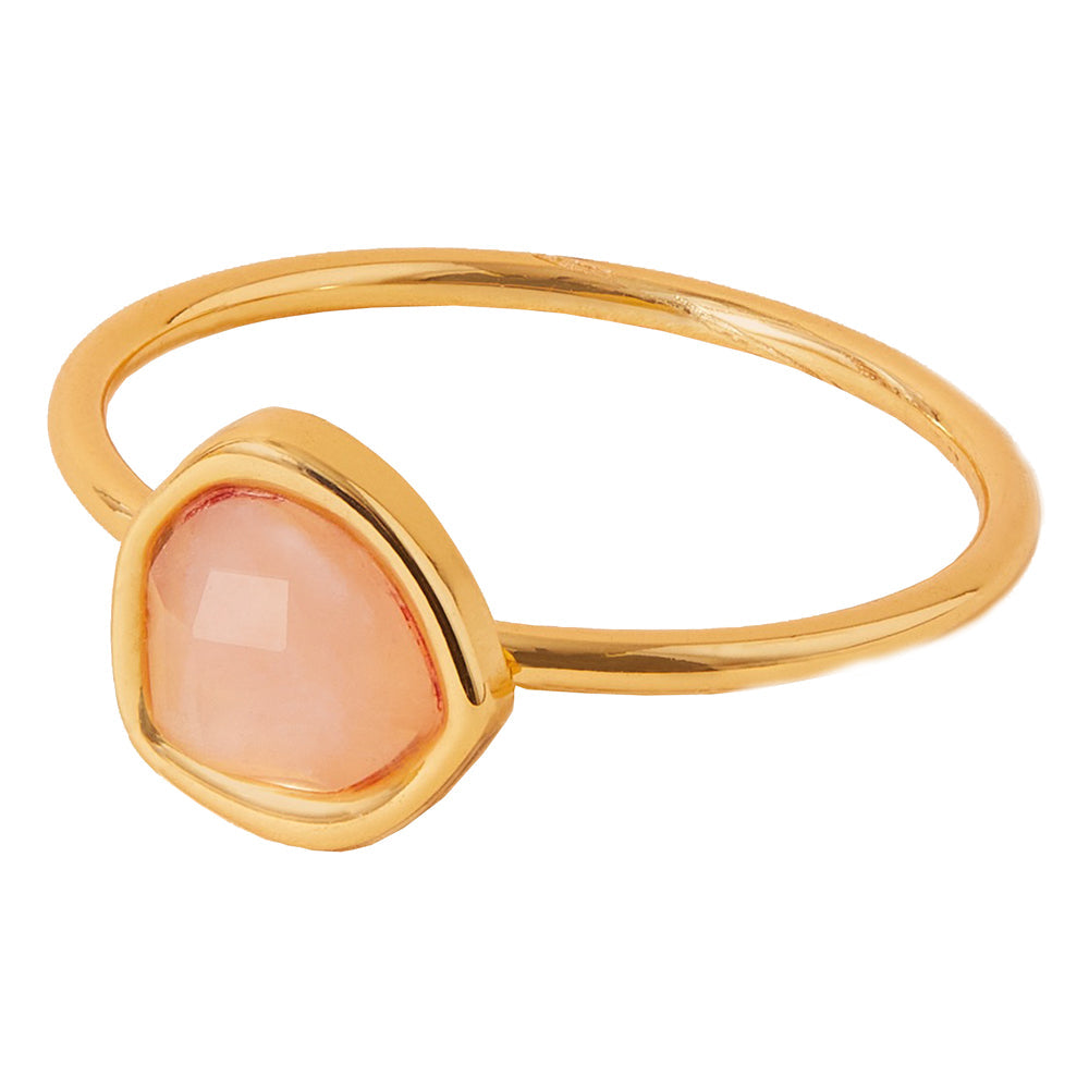 Real Gold Plated Pink Z Healing Stones Ring Rose Quartz-Medium