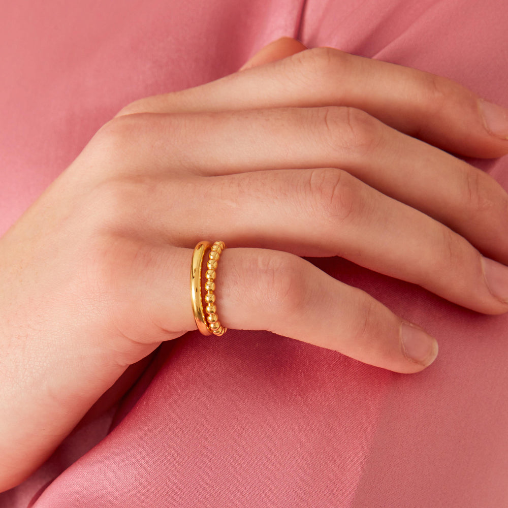 Real Gold Plated Gold Z 2 Bobble Ring Set-Small