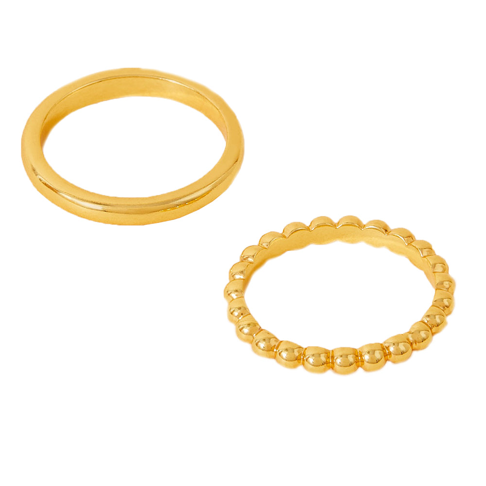 Real Gold Plated Gold Z 2 Bobble Ring Set