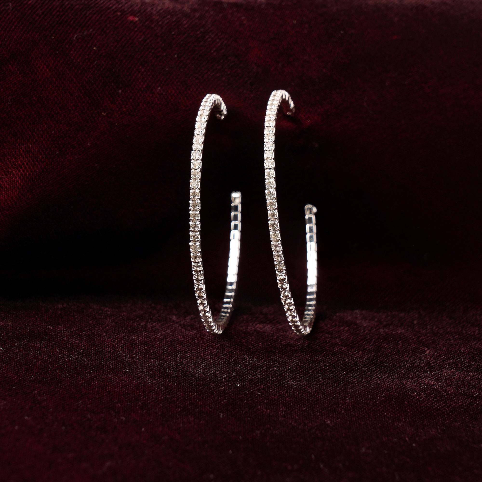 Accessorize London Women's Silver Thin Crystal Hoop Earring