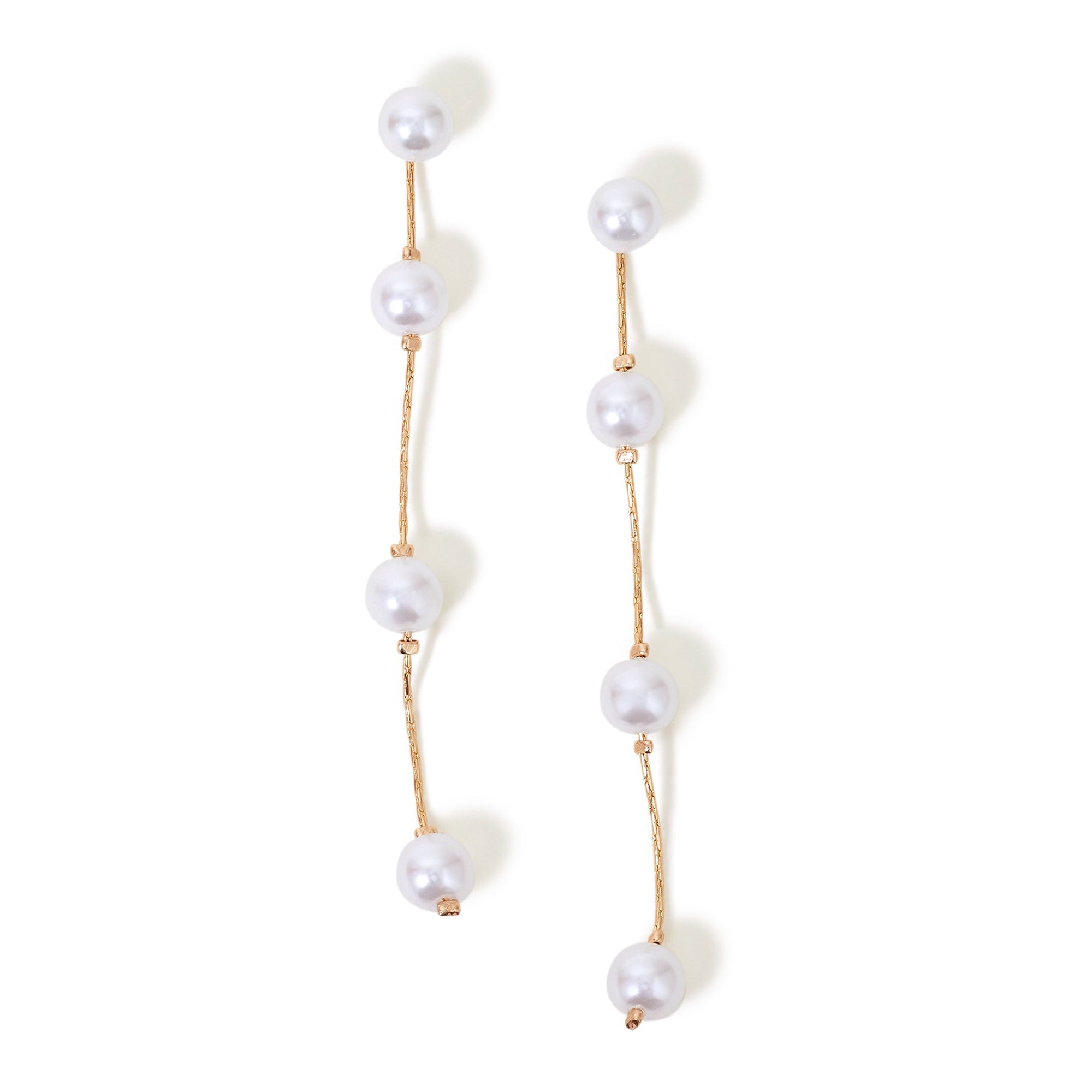 Accessorize London Women's Pearl Station Long Drop Earring