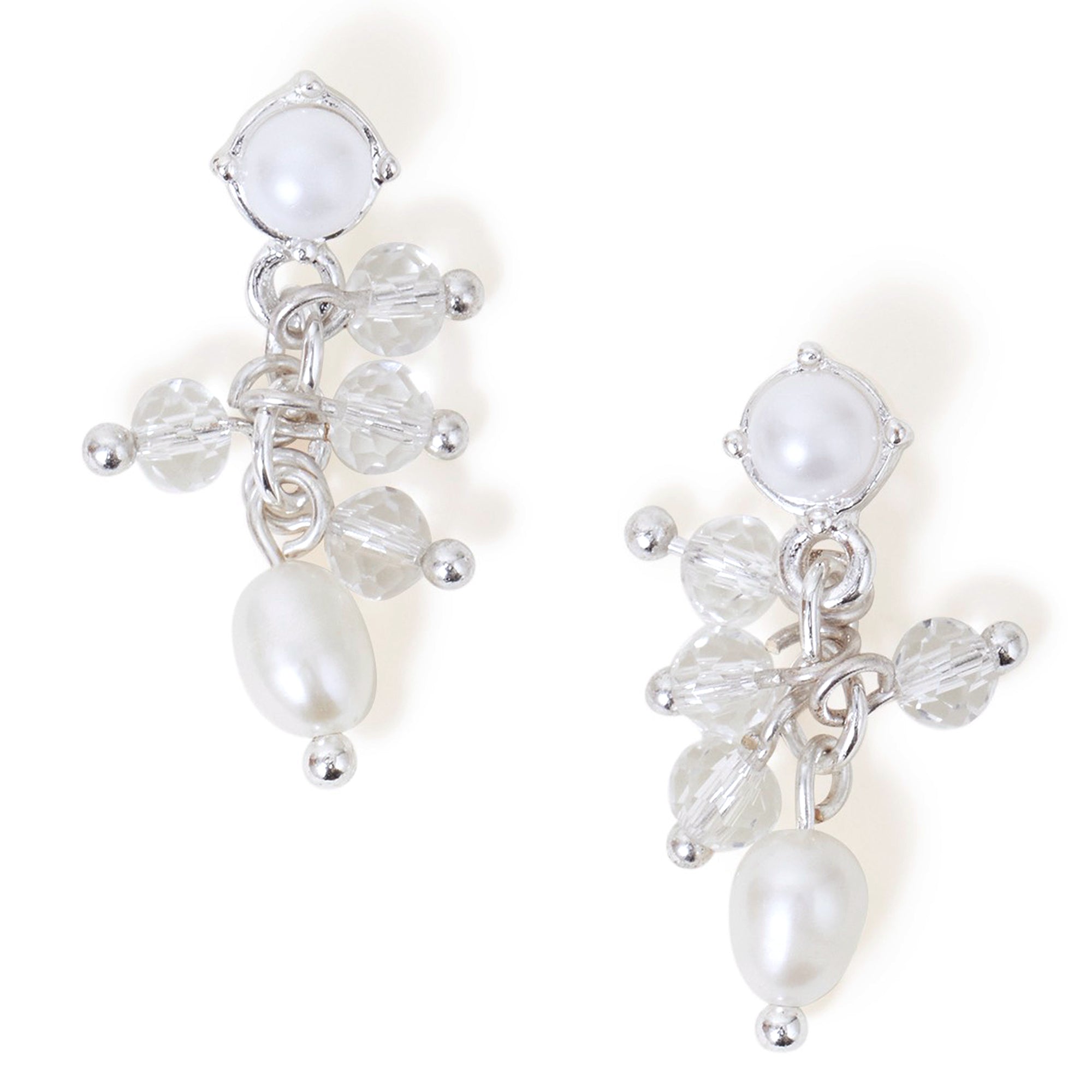 Accessorize London Women's White And Bead Short Drop Earring