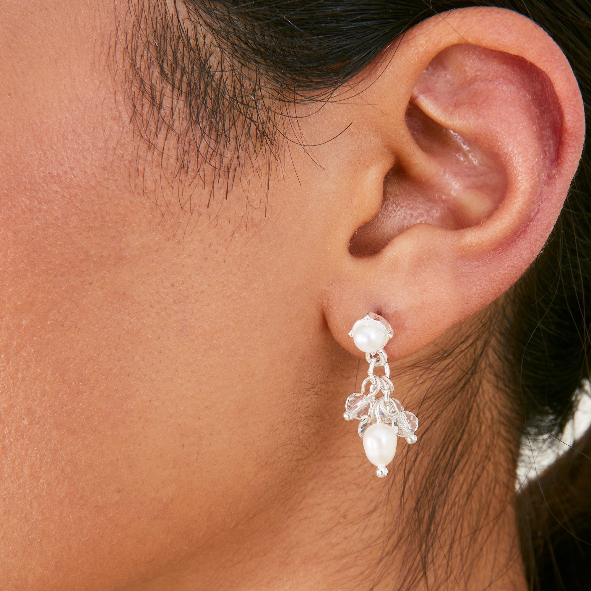 Accessorize London Women's White And Bead Short Drop Earring