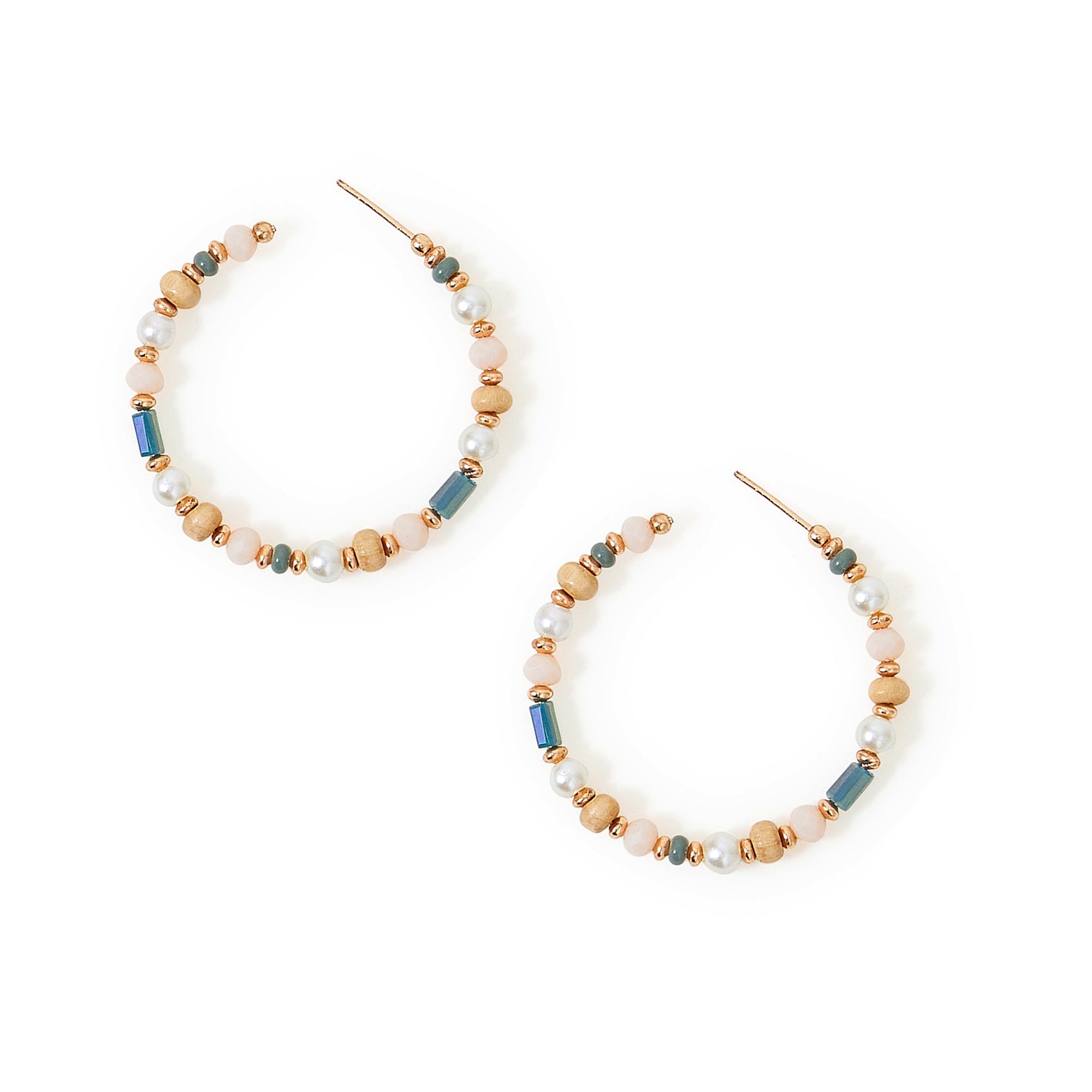 Accessorize London Women's Green Beaded Hoop Earrings