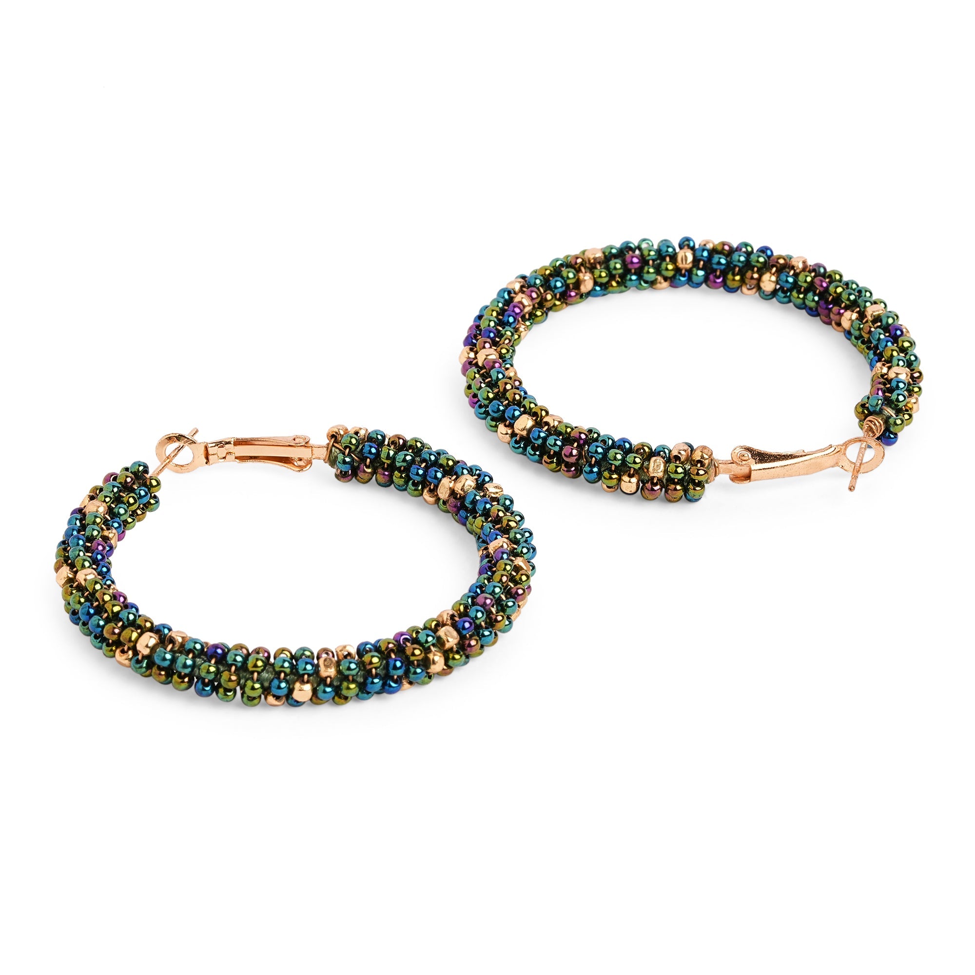 Accessorize London Women'S Blue Chunky Beaded Hoop Earrings
