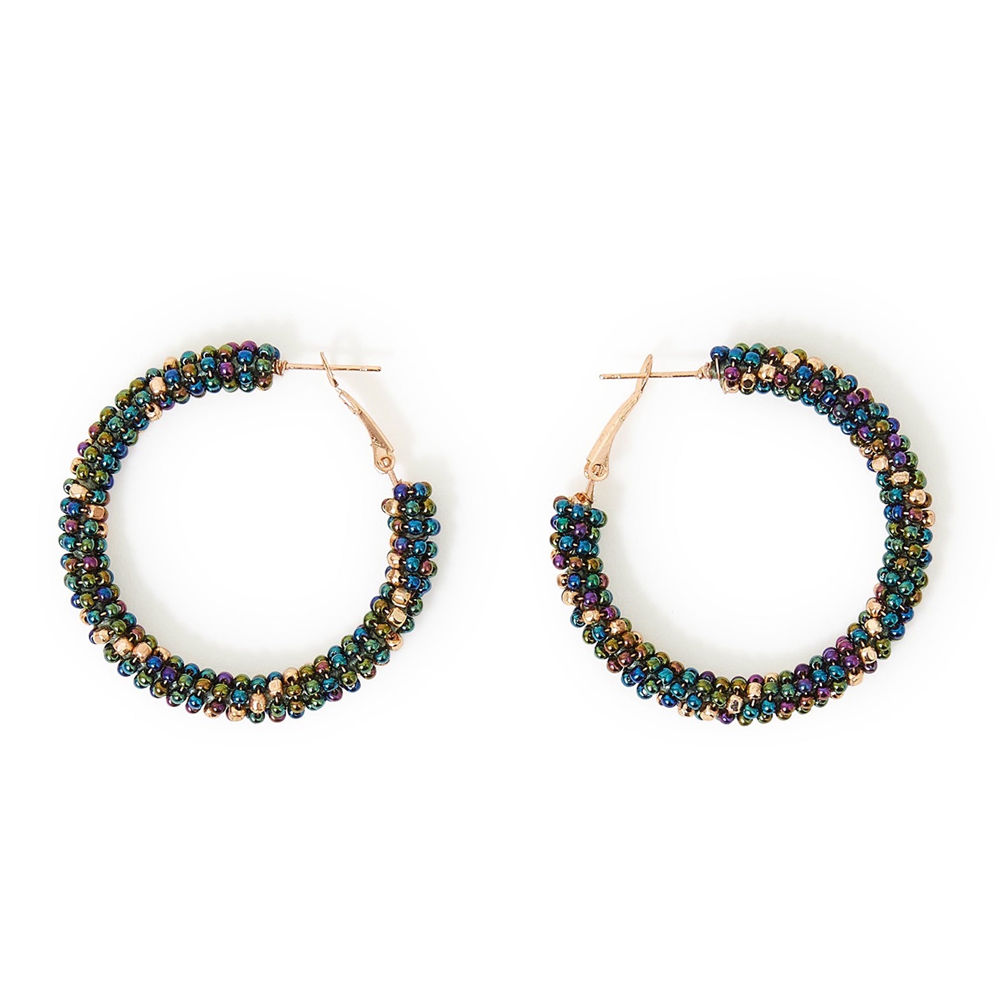 Accessorize London Women'S Blue Chunky Beaded Hoop Earrings