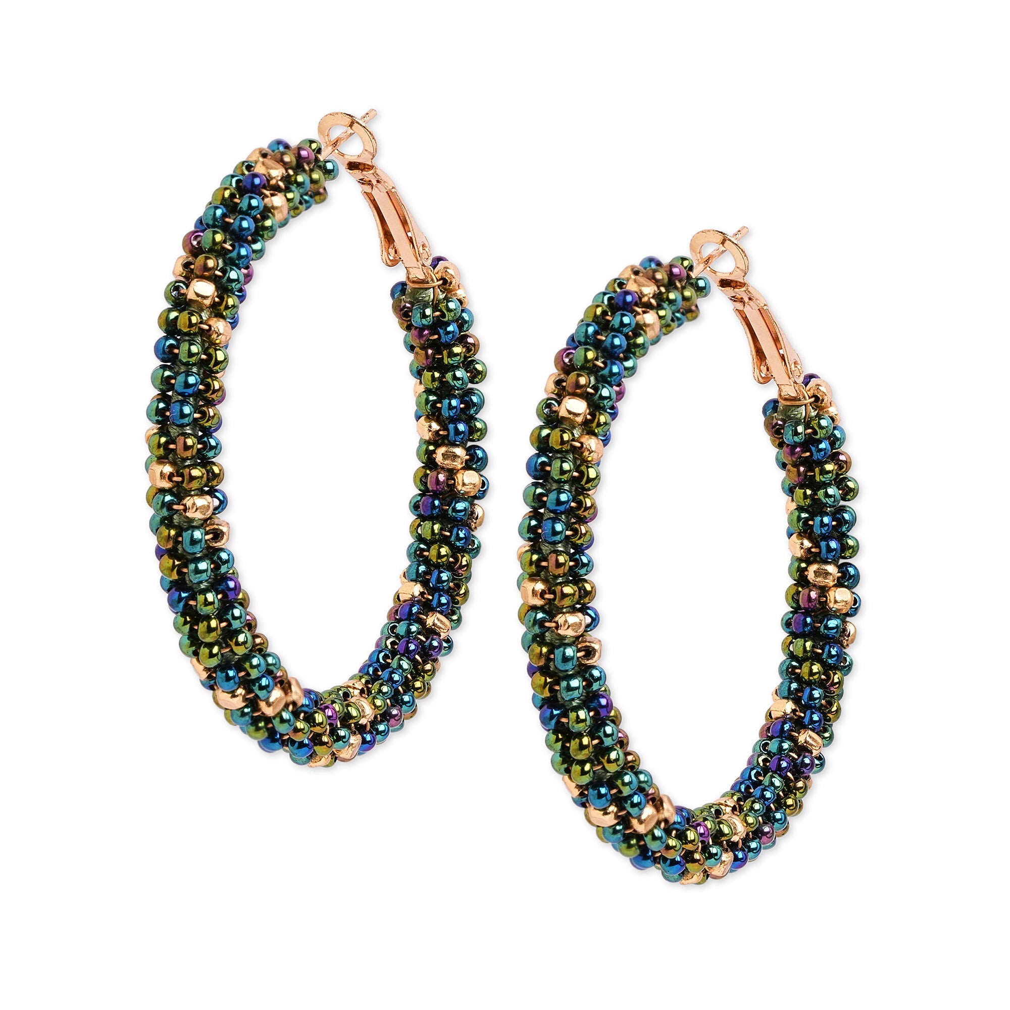 Accessorize London Women'S Blue Chunky Beaded Hoop Earrings