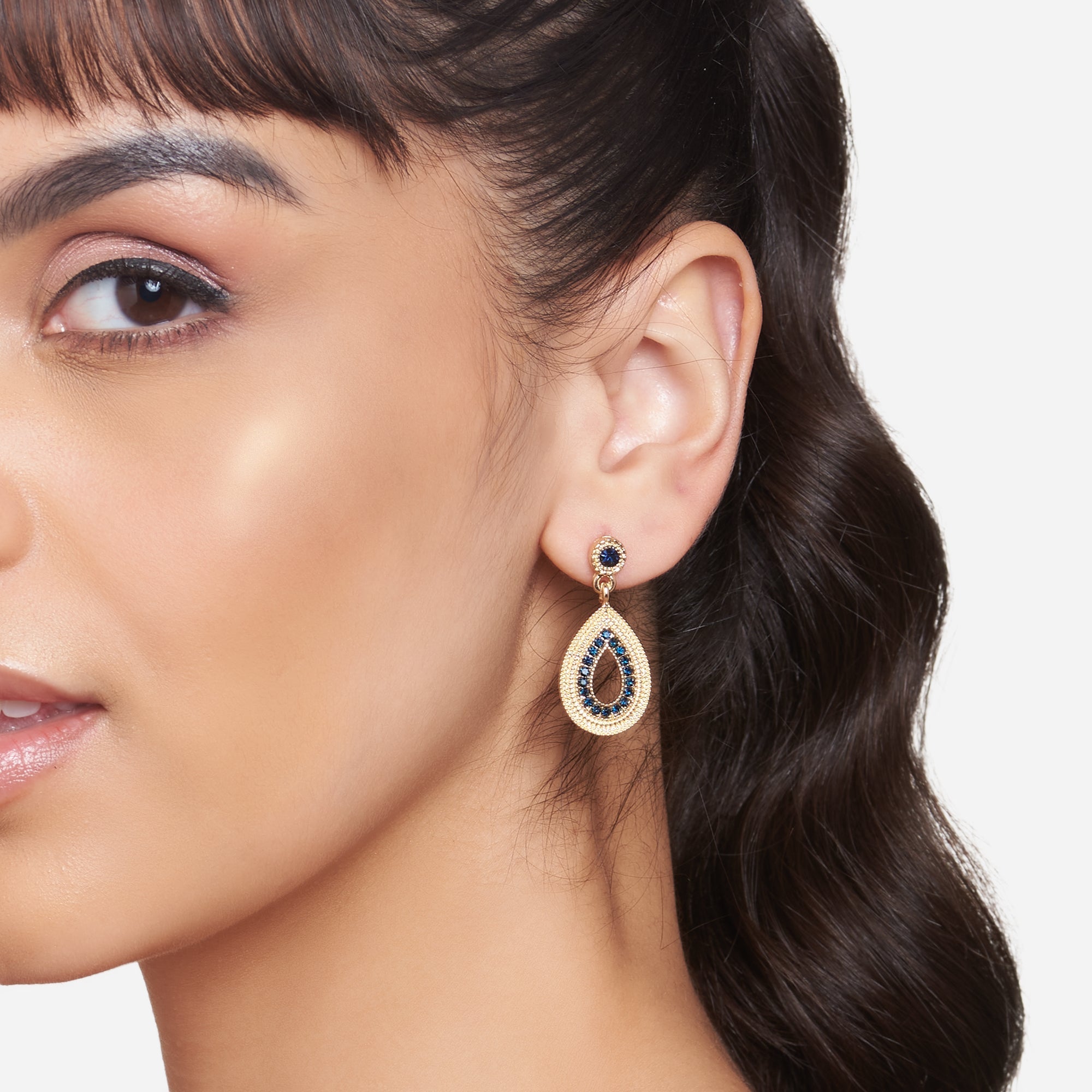 Accessorize London Women's Blue Pave Teardrop Earring