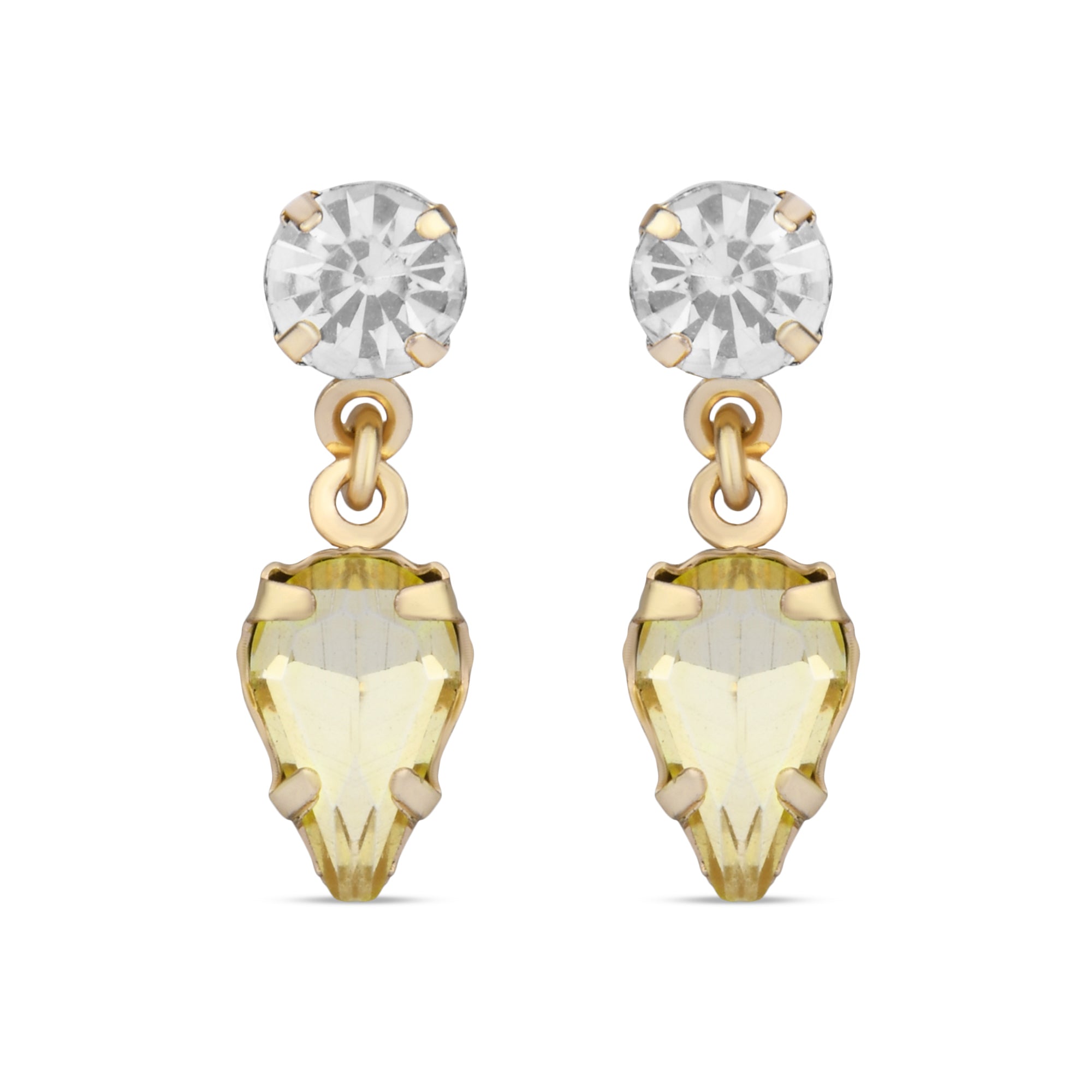 Accessorize London Women's Yellow Crystal Teardrop Stud Earring