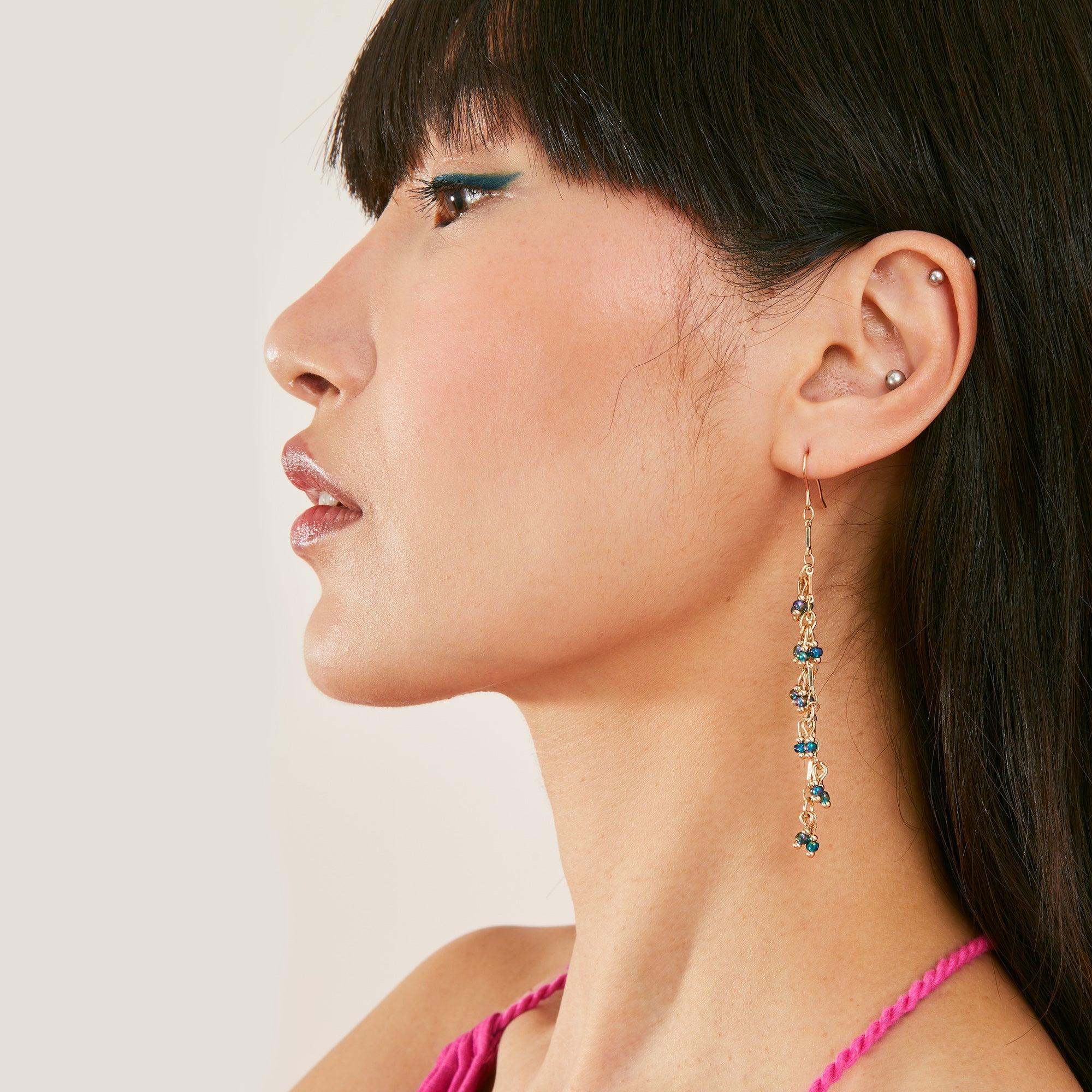 Accessorize London Women's Blue Long Beaded Multi Drop Earring