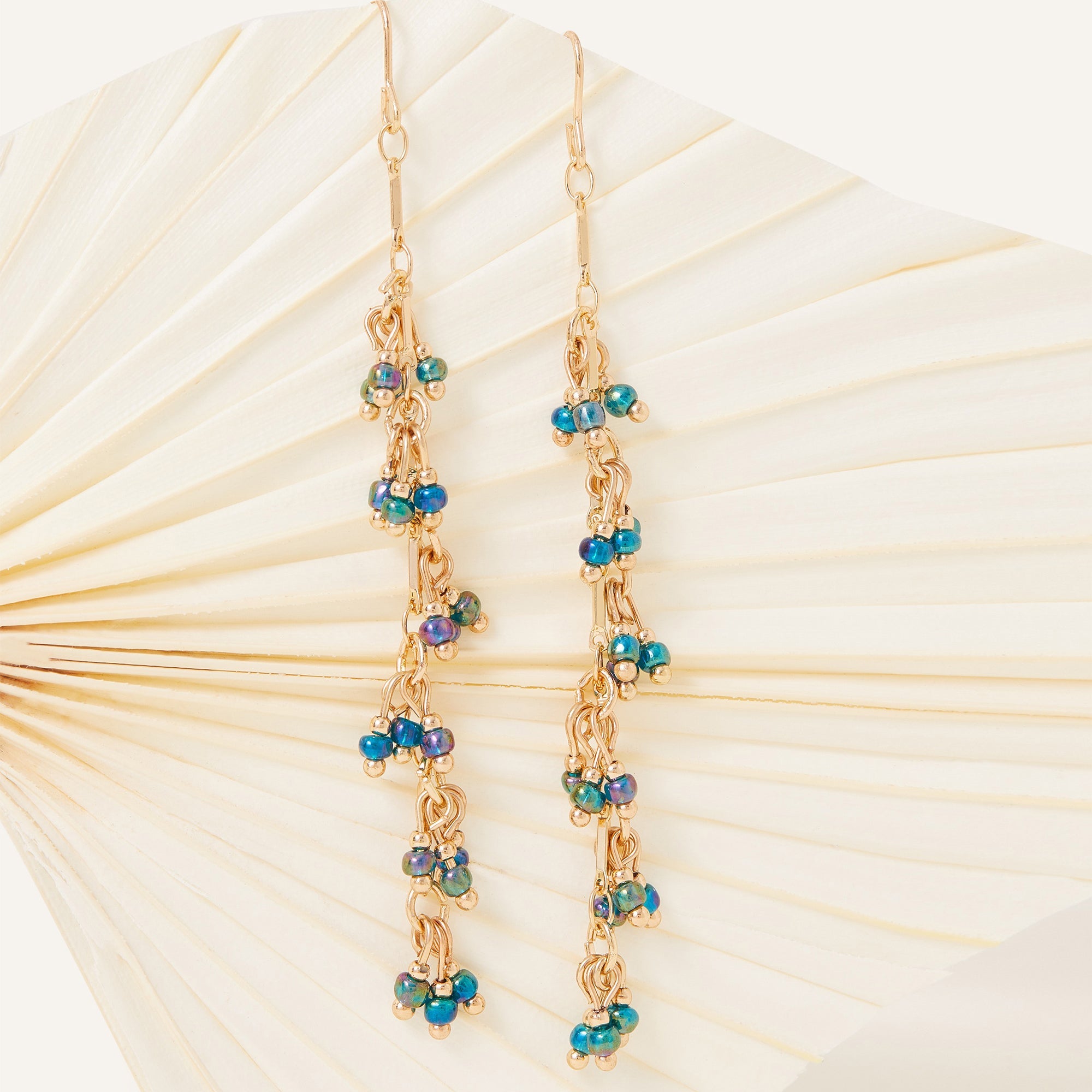 Accessorize London Women's Blue Long Beaded Multi Drop Earring