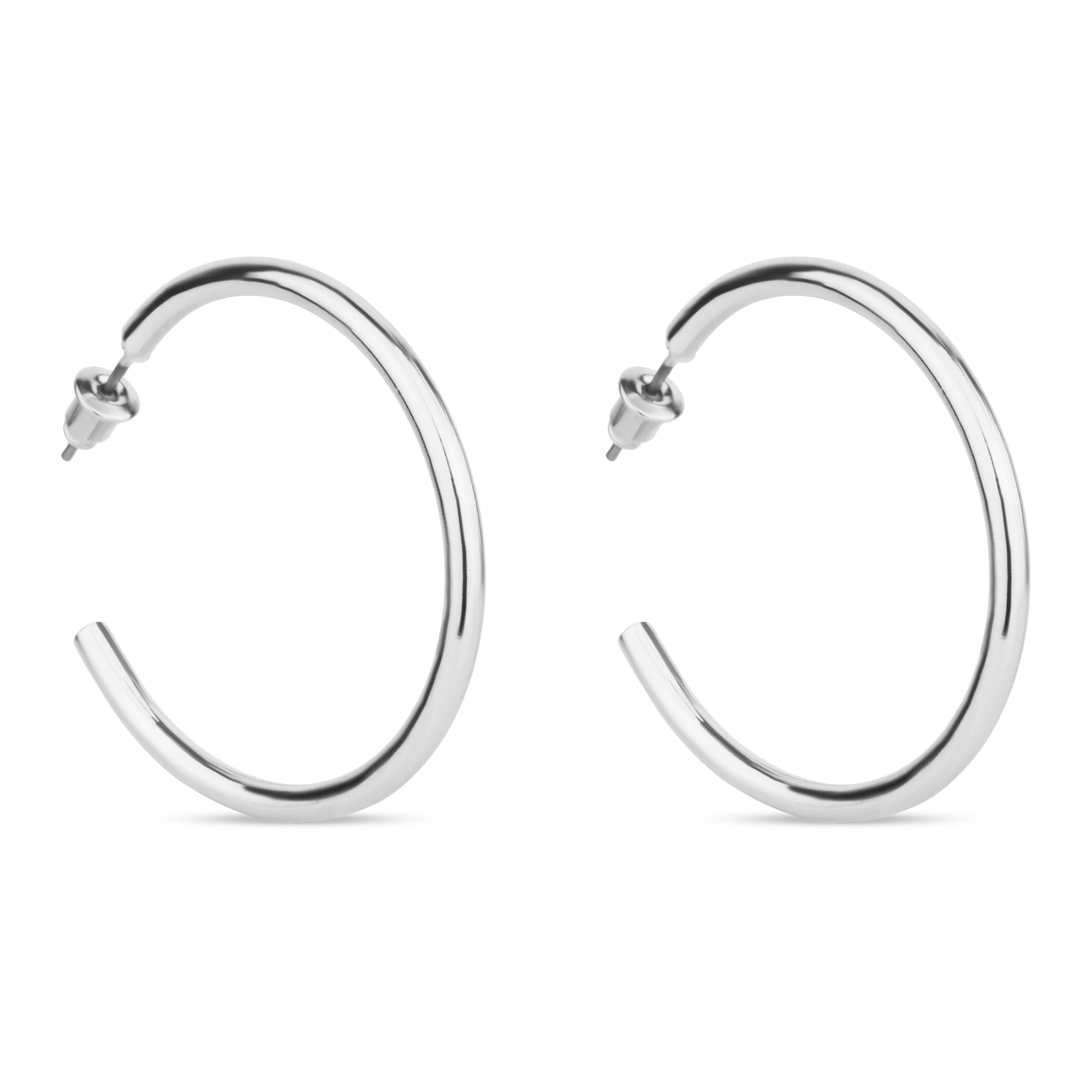 Accessorize London Women's Silver Medium Tube Hoop Earring