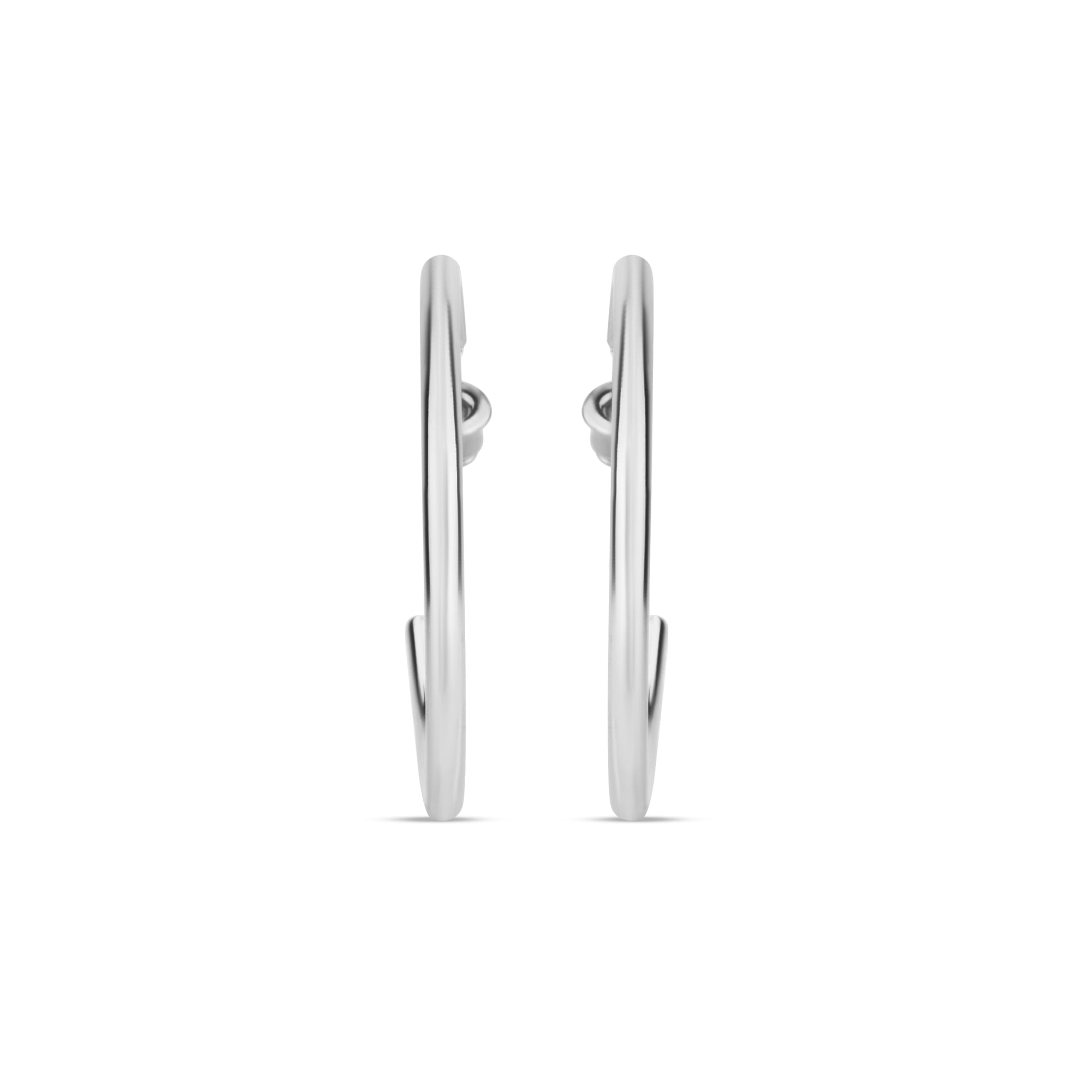 Accessorize London Women's Silver Medium Tube Hoop Earring