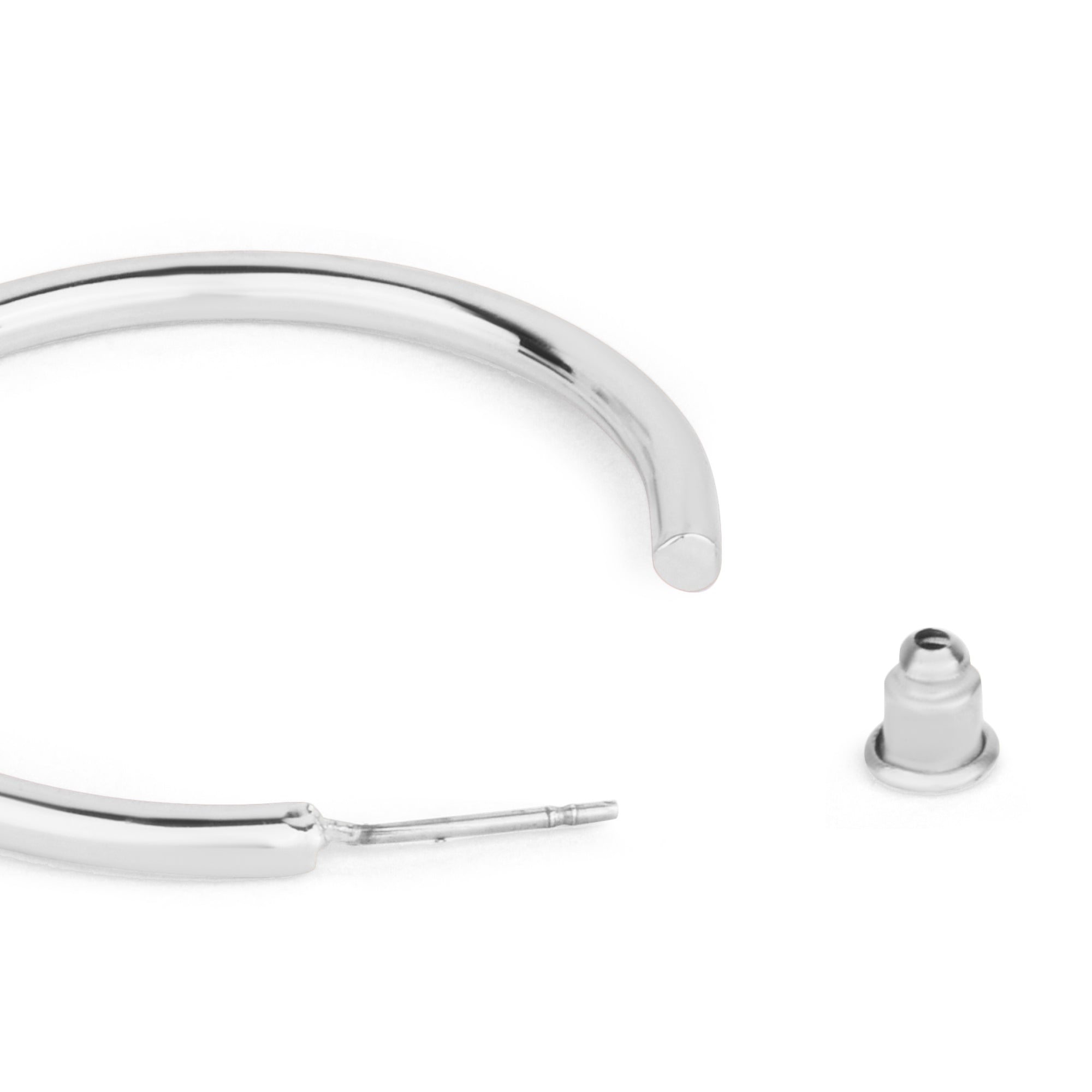 Accessorize London Women's Silver Medium Tube Hoop Earring