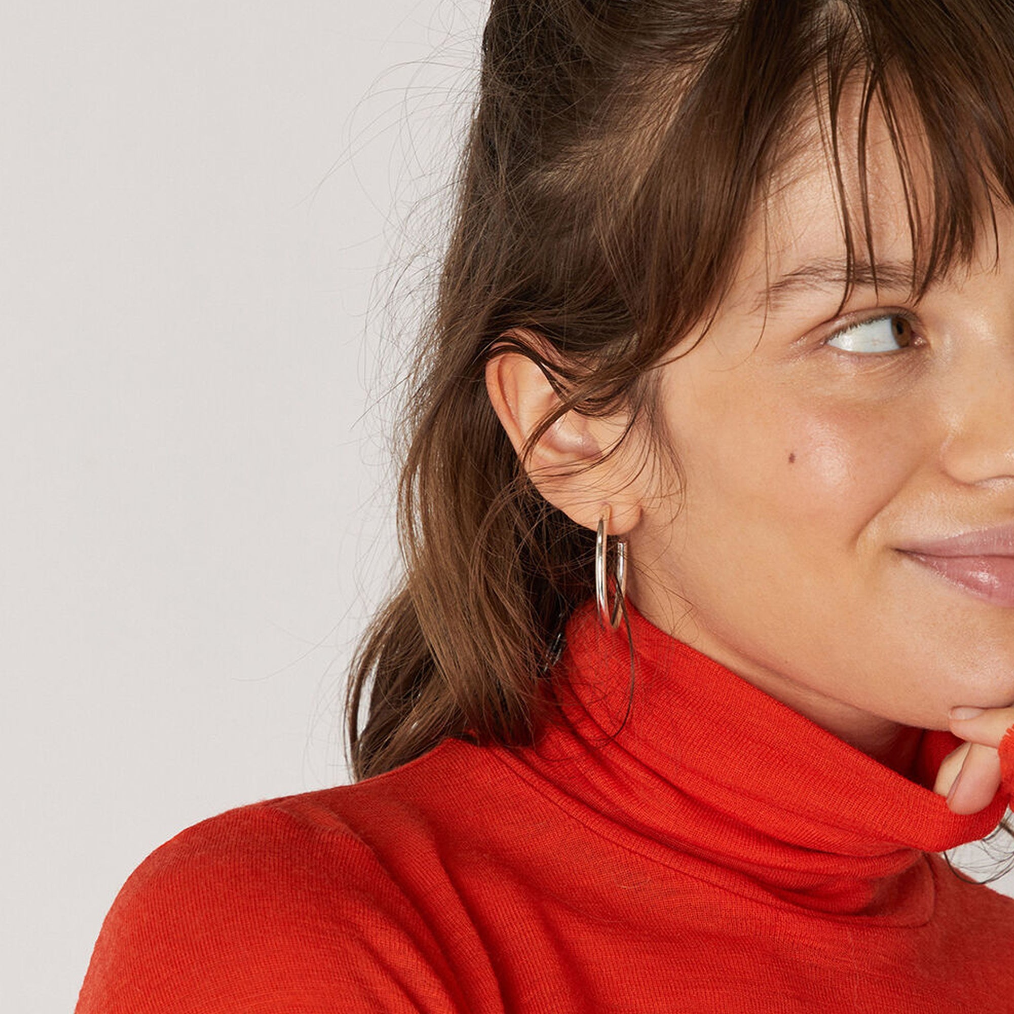 Accessorize London Women's Silver Medium Tube Hoop Earring