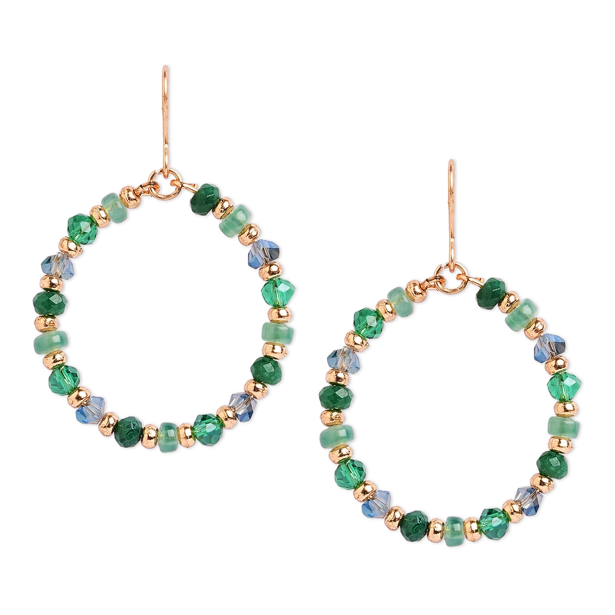 Accessorize London Women'S Green Beaded Drop Hoop Earrings