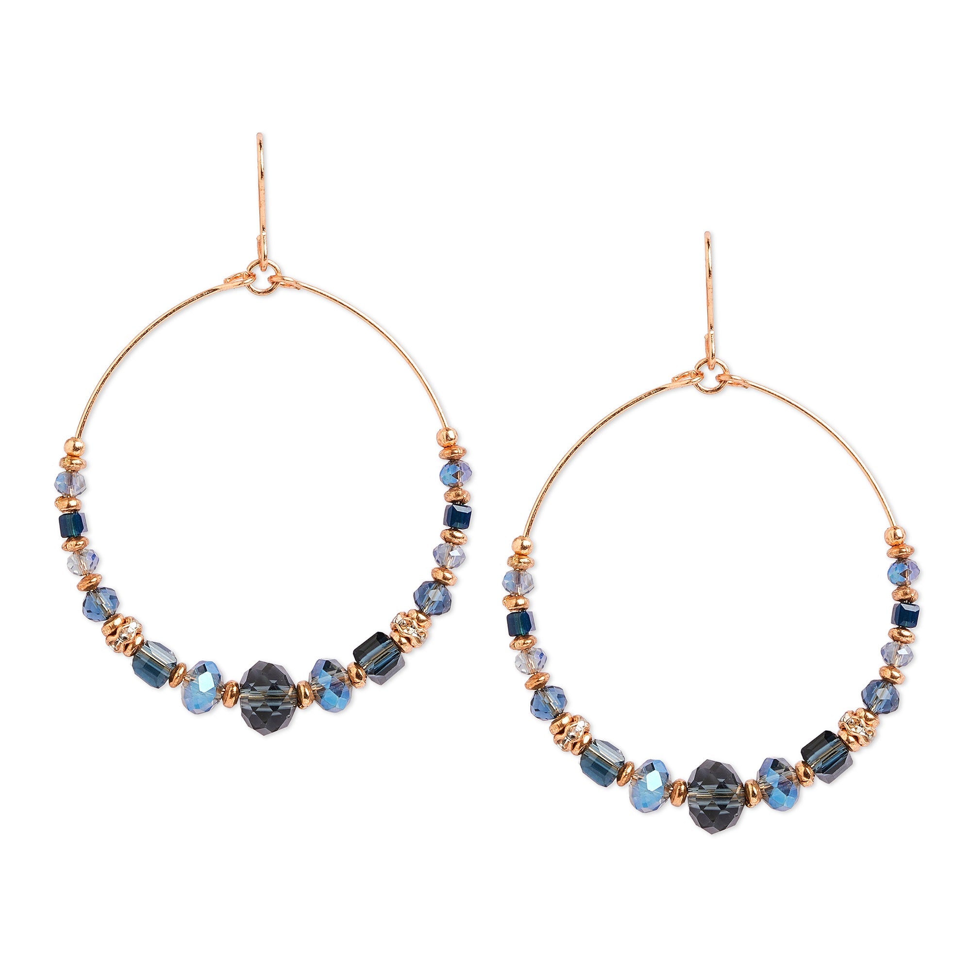 Accessorize London Women'S Blue Beaded Hoop Earrings