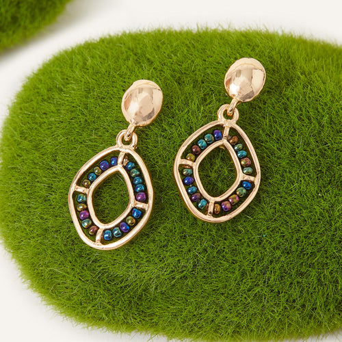 Accessorize London Women's Beaded Pave Drop Earrings