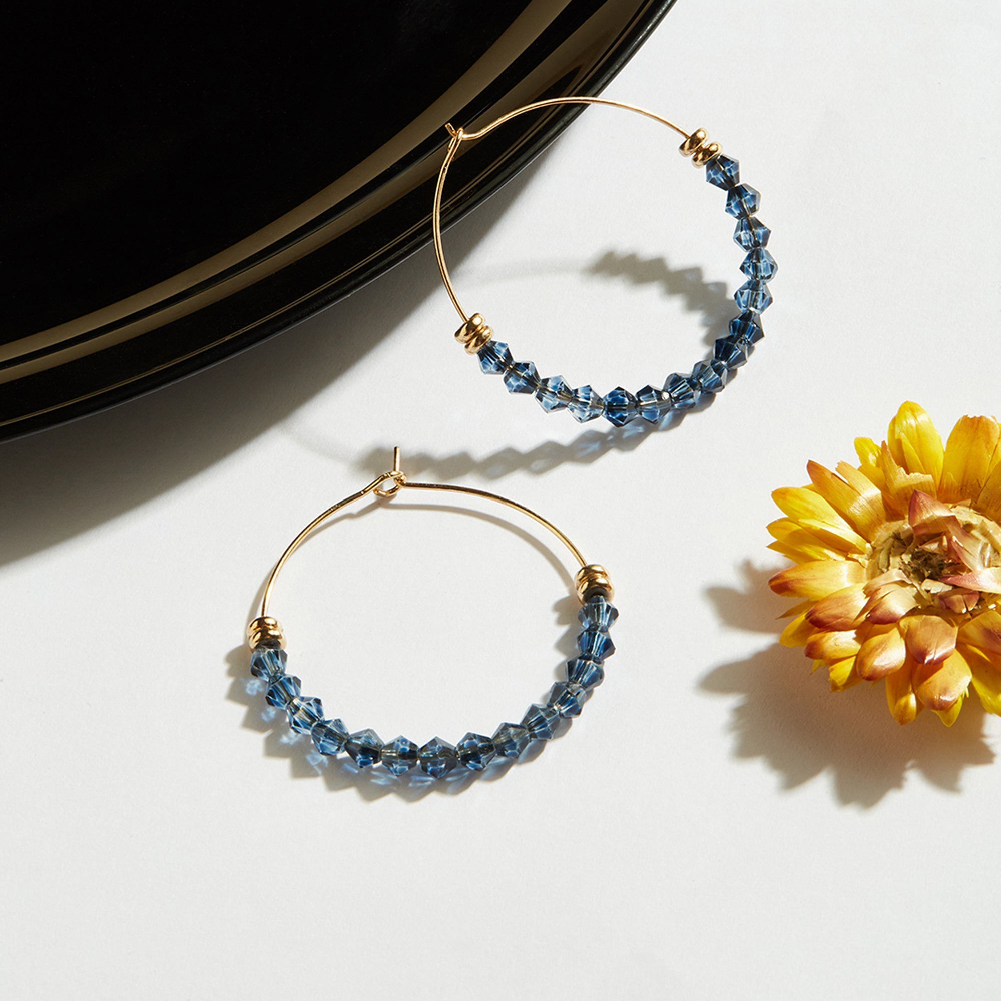Accessorize London Women's Facet Bead Hoop