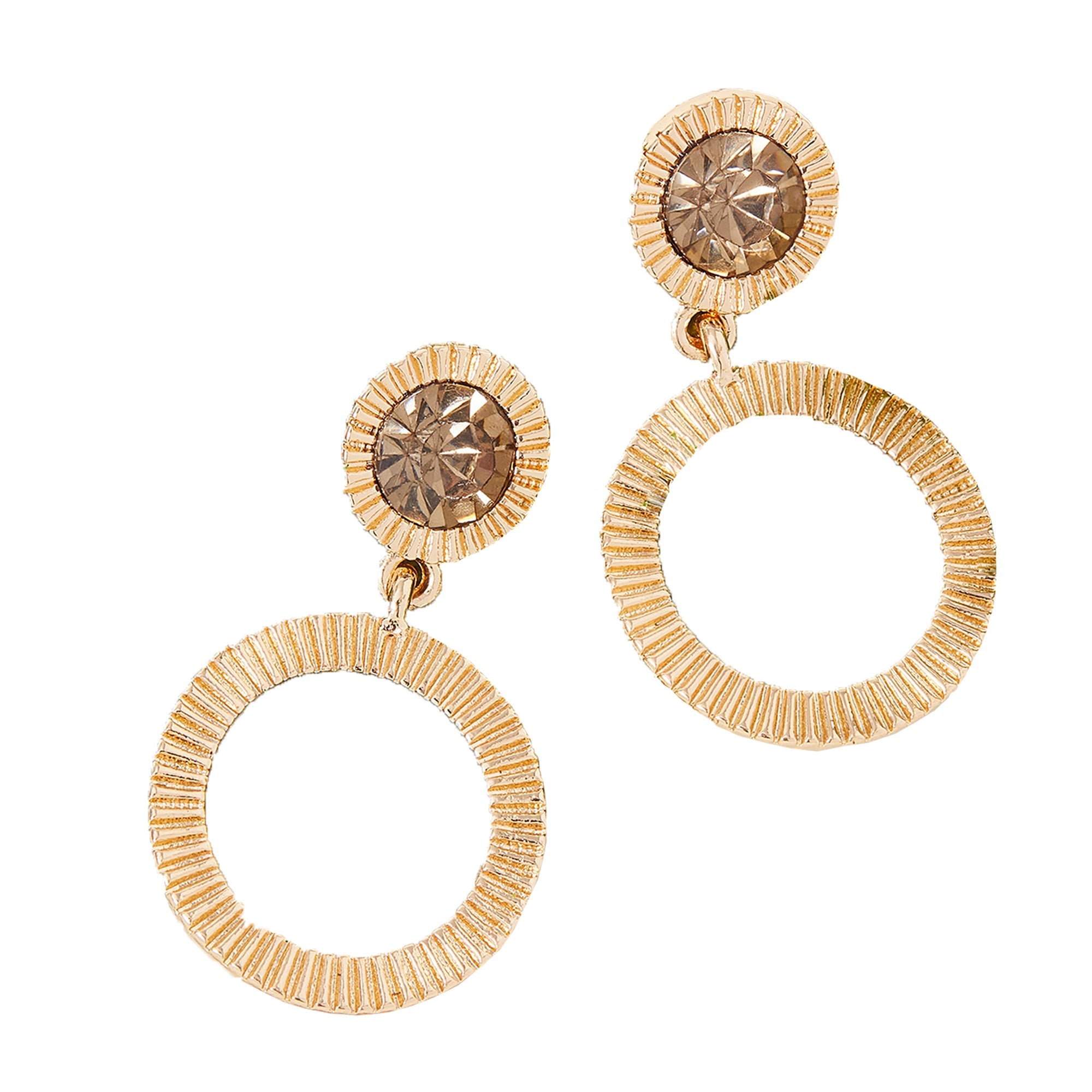 Gem Ridged Circle Drop Earrings Features