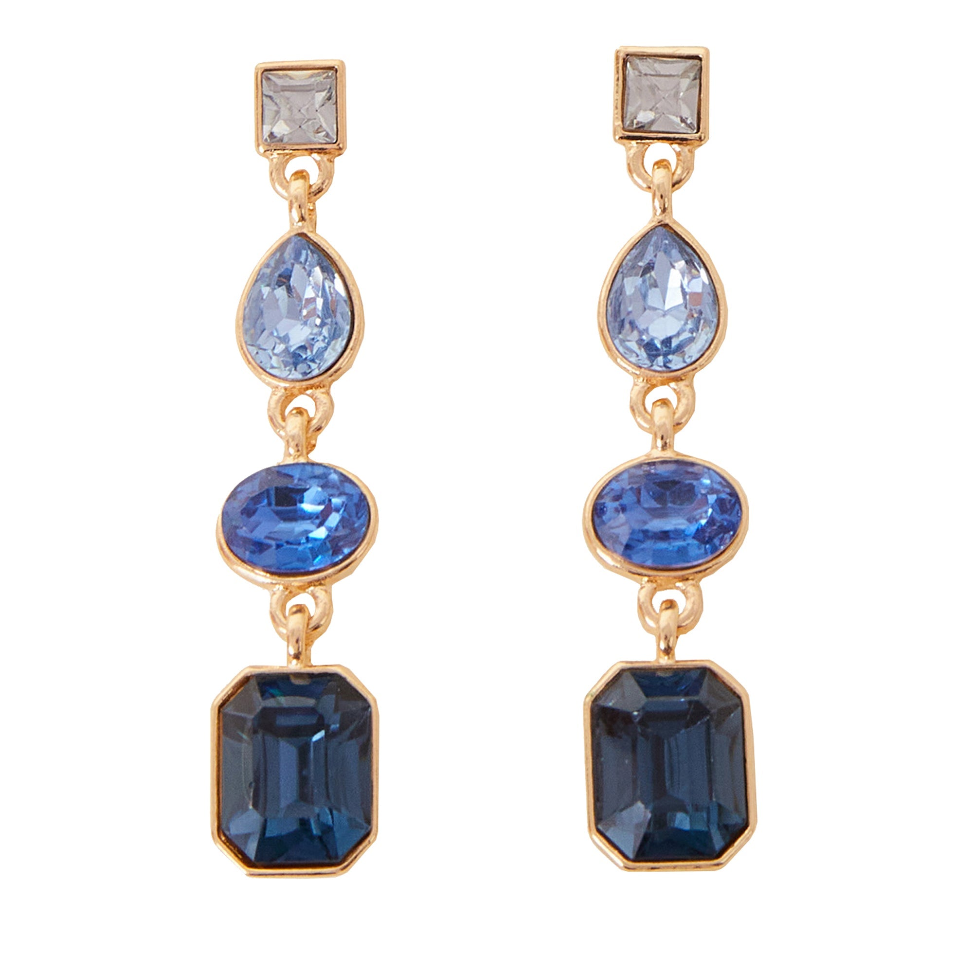 Eclectic Gem Long Drop Earrings Blue