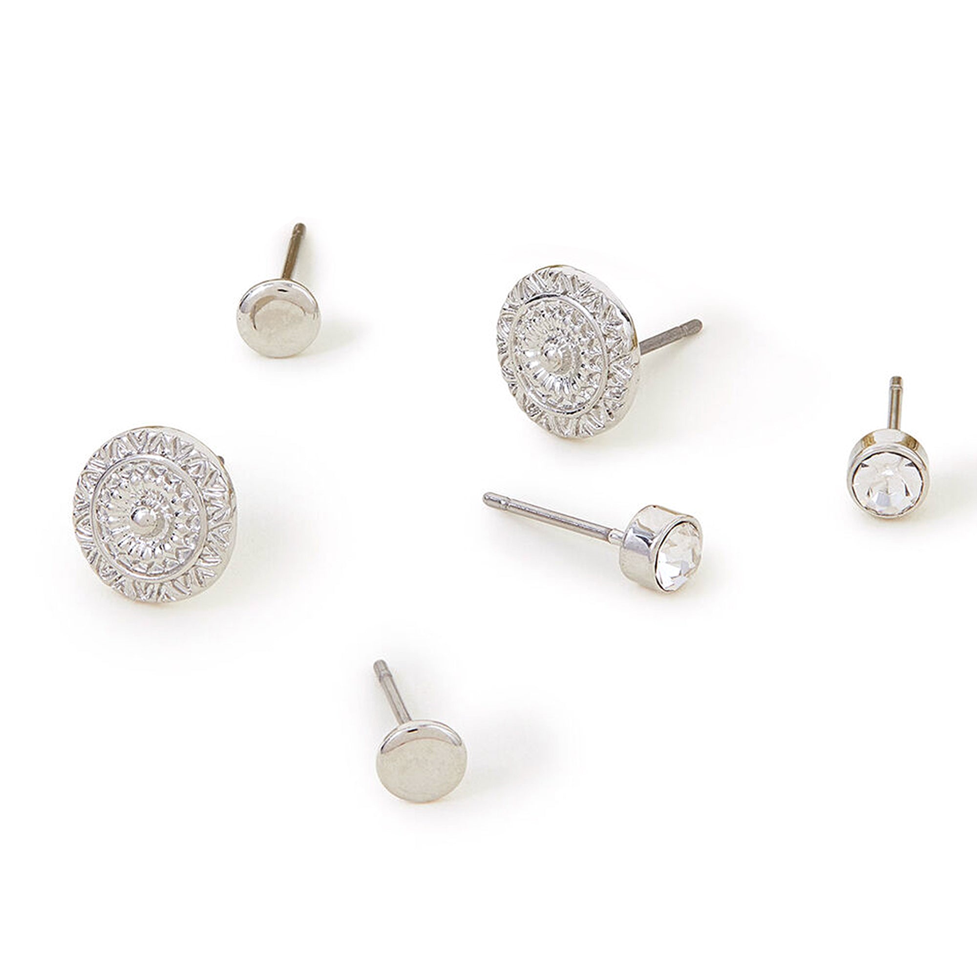 Textured Discs Stud Earring