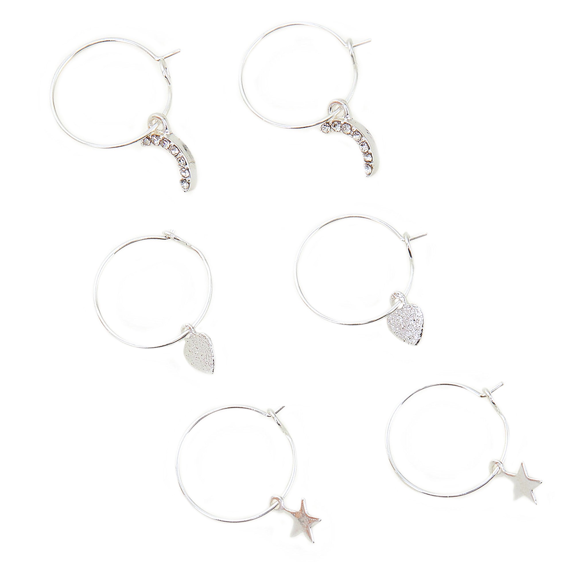 Accessorize London Women's Star And Moon Hoop Earring Set Of Three
