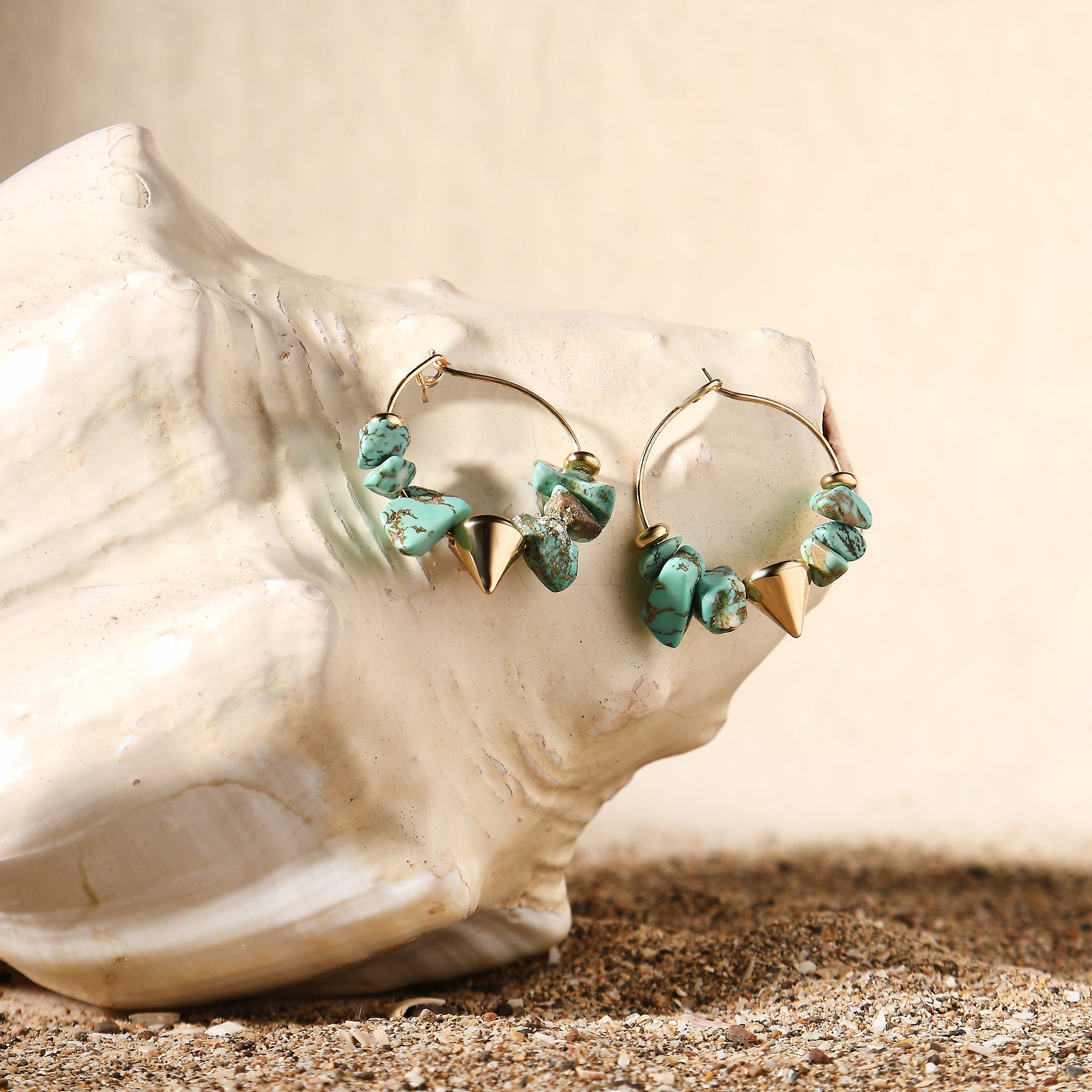 Accessorize London Women's Mini Semi-Precious Turquoise Hoop Earrings